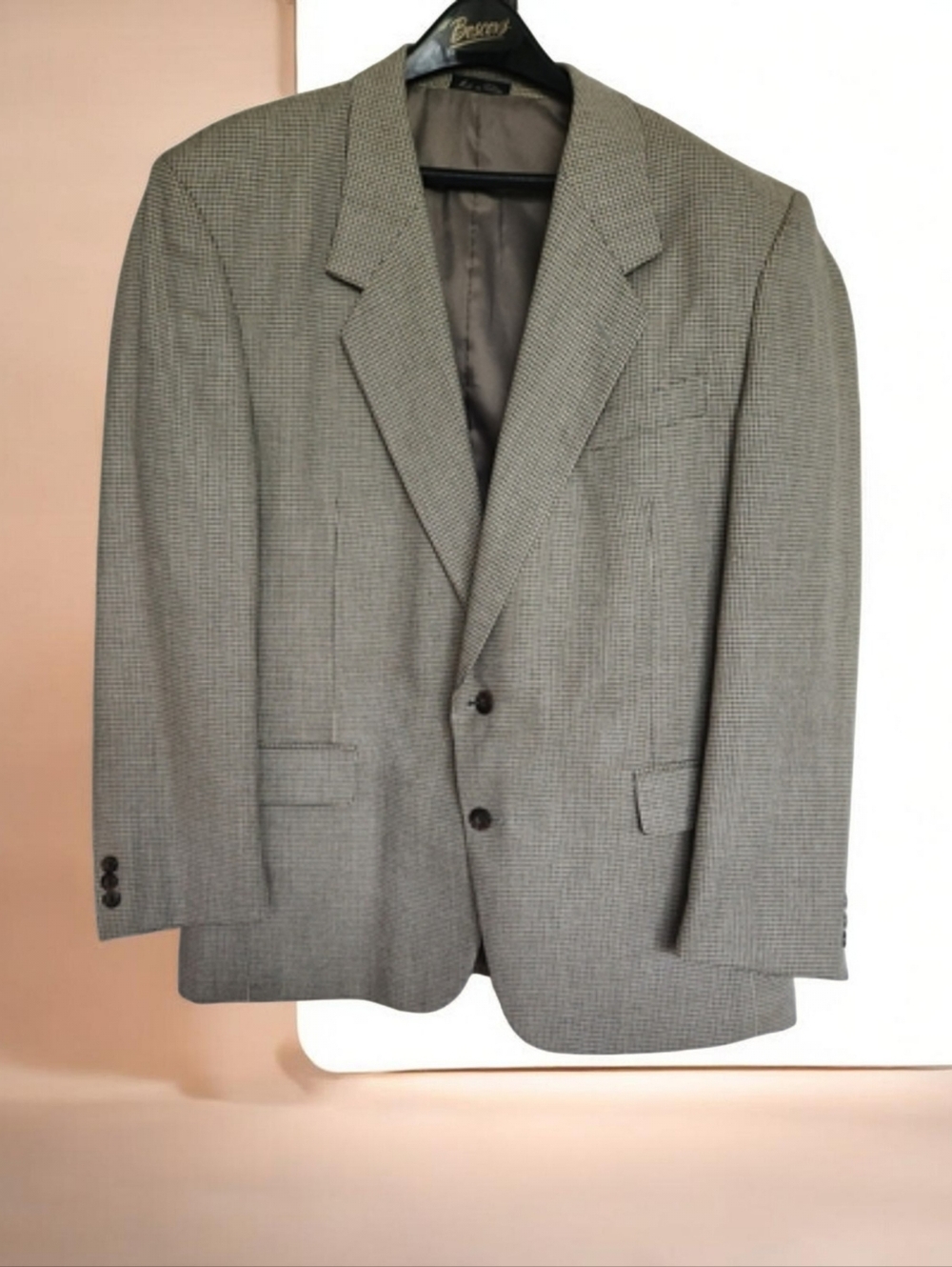 Vintage Paul Rodon Zeidler Couture Gray Herringbone Wool Blazer Sport Coat